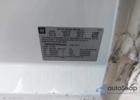 2015 Chevrolet Tahoe Ltz z USA, uszkodzony, nr VIN 1GNSKCKC0FR506662